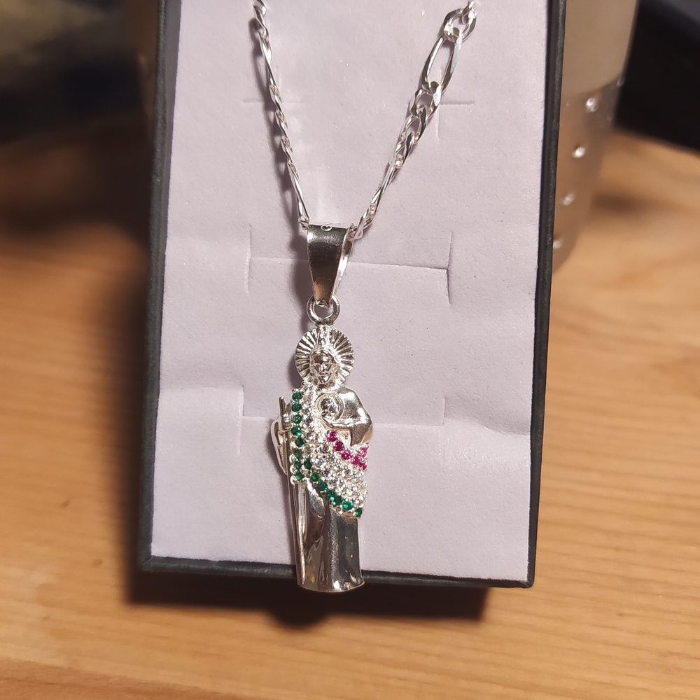 Chain Figaro With Pendant Saint Judas Sterling Silver 925